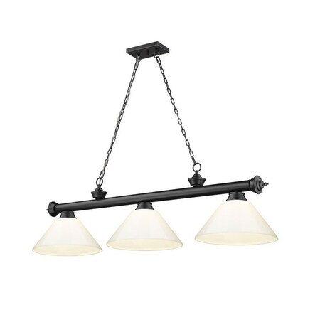 Z-Lite Cordon 3 Light Billiard, Matte Black & White 2306-3MB-PWH